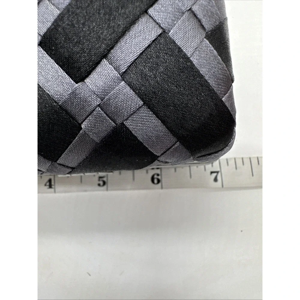 Lulu Townsend Black‎ Gray Evening Purse Chain Strap Fabric Rectangle
